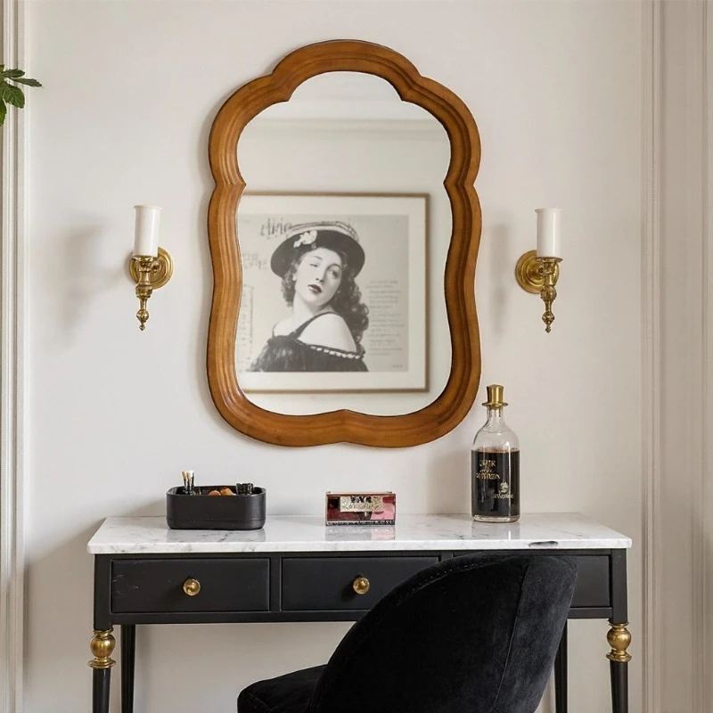 Makeup Dressing Table Mirror Luxury Bathroom Aesthetic Vintage Modern Mirror Vanity Living Room Spiegel Wand Home Decorations