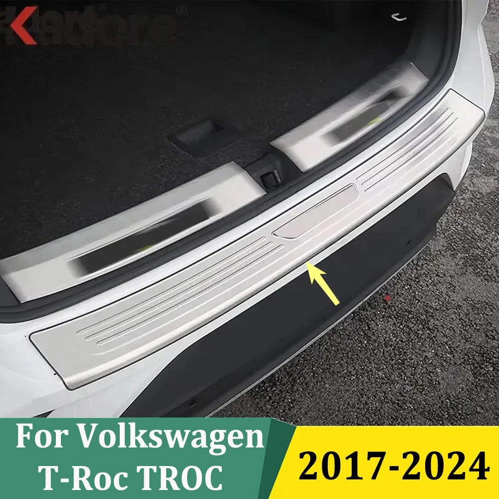 

For Volkswagen T-Roc TROC 2017-2024 Outer Tail Trunk Scuff Plate Cover Rear Bumper Pad Protector Trim Car Interior Accessories