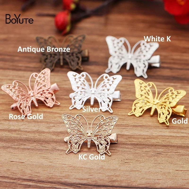 BoYuTe (20 Pieces/Lot) Filigree Butterfly Hair Clips Factory Supply Vintage Hair Accessories Diy Handmade Materials