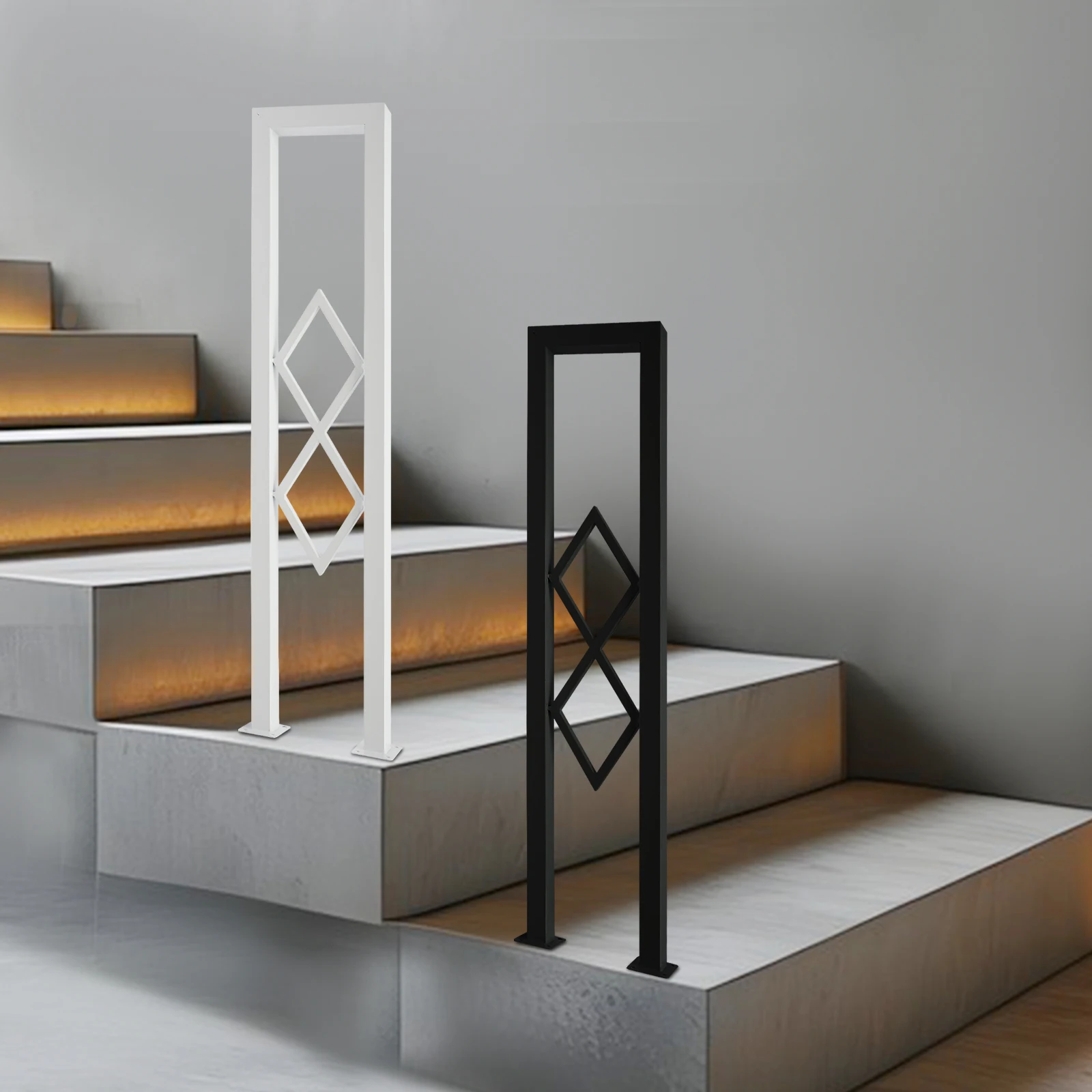 U-Shaped Stair Handrail, Stair Handrail, Stair Railing, Black/White Floor Mounted Guardrail, Safety Railing, 200kg Load Capacity