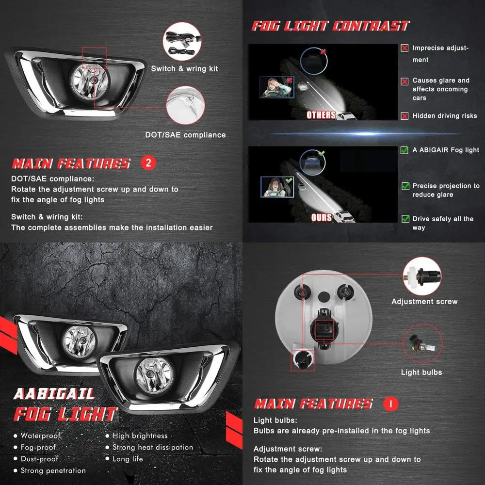 

Chevrolet Colorado 2015-2018 Fog Light Replacement Kit with H16 12V 19W Halogen Bulbs and Clear Lens