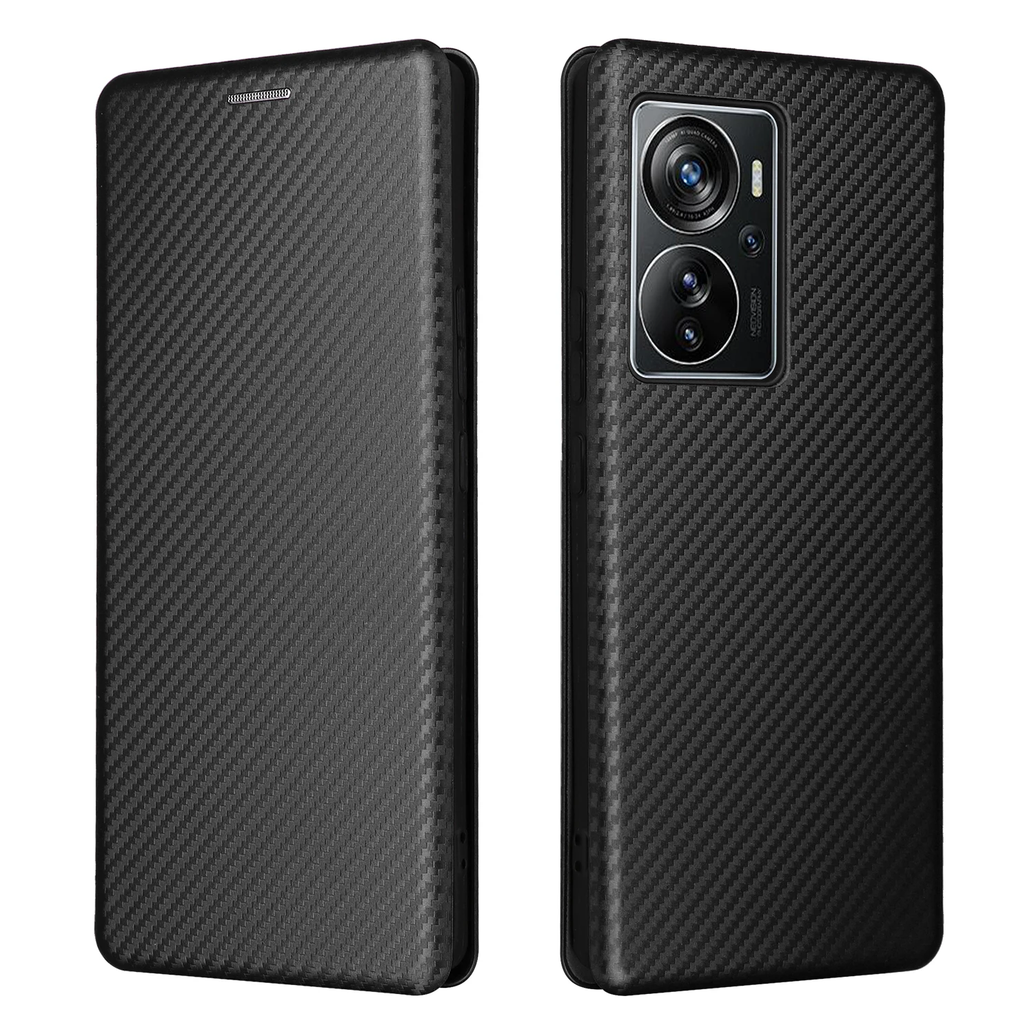 Flip carbon fibre Magnetic Skin Leather Cover For ZTE Axon 40 Pro Card Slot Shockproof Phone Case For ZTE Axon 20 5G 4G