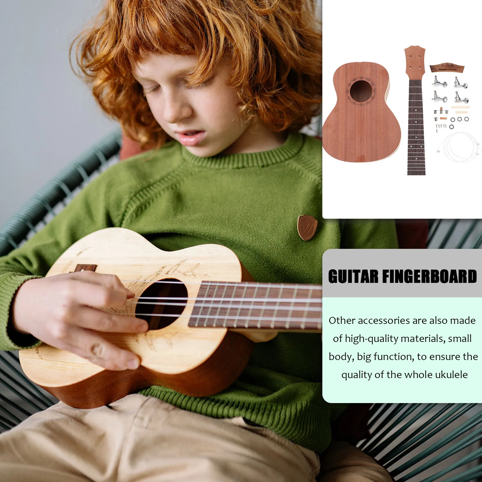

1Set DIY Ukulele Kit Paintable Unfinished Wooden Instrument for Adults Handmade Musical Craft Project with Sandpaper
