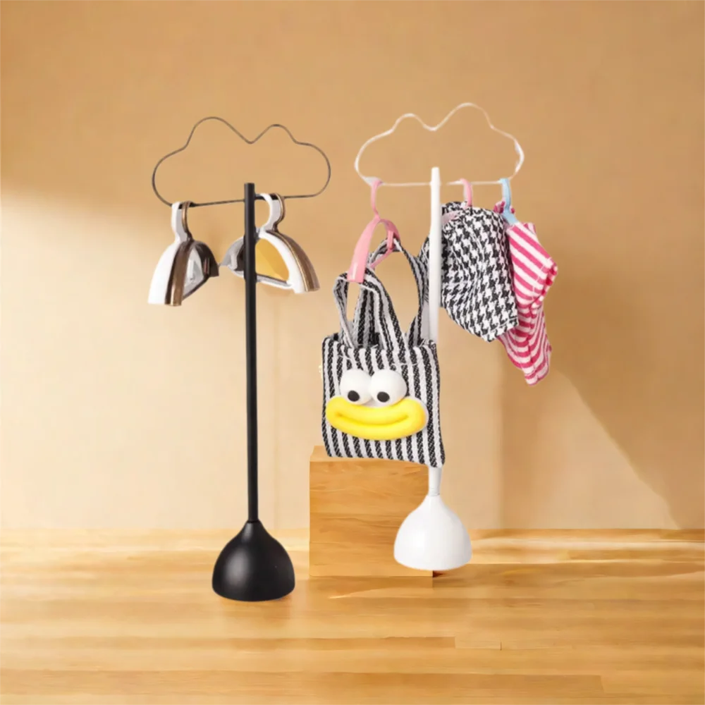 

1:12 Doll Clothes Rack Black White Iron Mini Cloth Organizer Change Dressing Game Playing House Miniature Clothes Display Rack