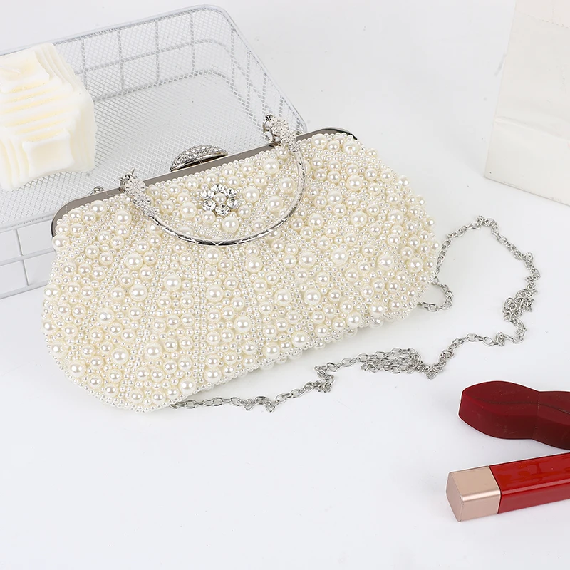 Diamond Carrying Bag Versatile Beaded Evening Dress Popular Fashion Metal Chain Shoulder Bag Handmade Beaded Embroidery Bag