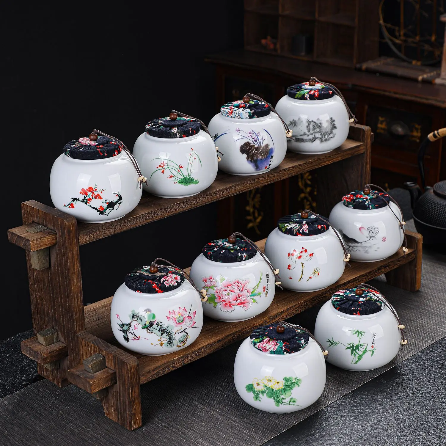 

Creative Retro Tea Canister Ceramic Sealed Tea Storage Jar Moisture-proof Coffee Sugar Nuts Food Storage Jar Home Decor Jars