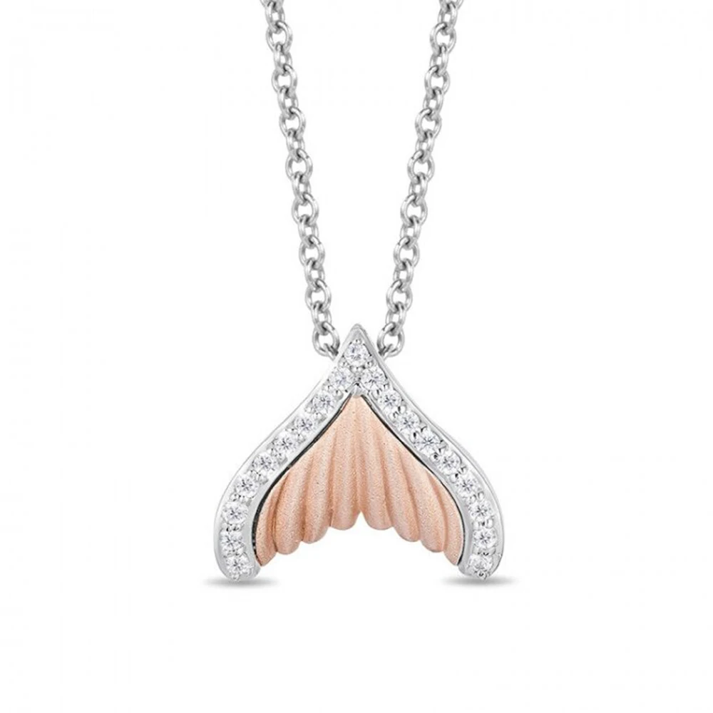 HESHI Brass Plated with Platinum Tail Fin Pendant Necklacefor Women