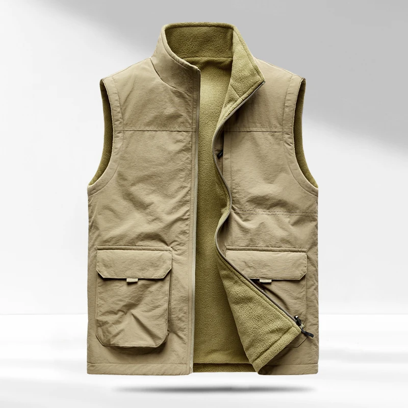 New style vest jacket for men and women suitable for autumn and winter double-faced outdoor workwear double-sided vest outerwear