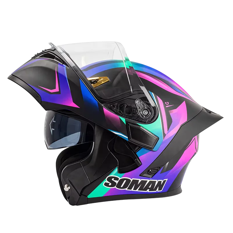 สําหรับ Double visor flip-over หมวกกันน็อคขี่รถจักรยานยนต์เปิดรถจักรยานยนต์ off-road racing หมวกกันน็อค full face หมวกกันน็อครถจักรยานยนต์