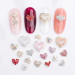 10pcs Fairy Heart Nail Art Charm 3D Alloy Symphony Pink Princess Heart Love Nail Decoration DIY Luxury Diamond Nail Supplies