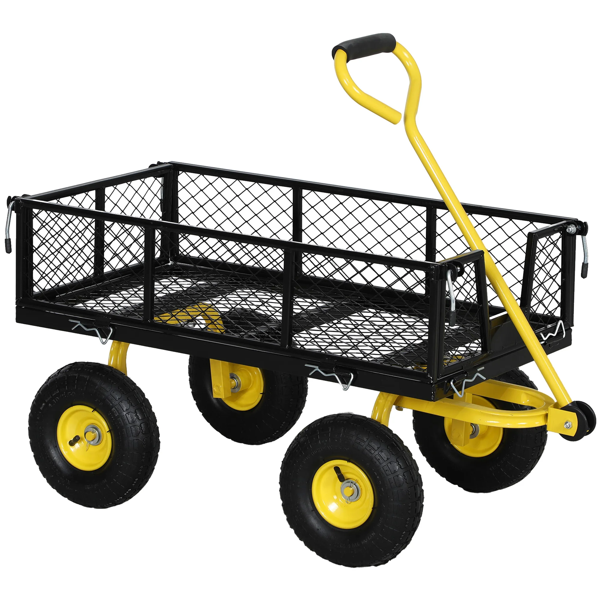 Outsunny kantelbare tuinwagen, draagvermogen 200 kg, zwart en geel.