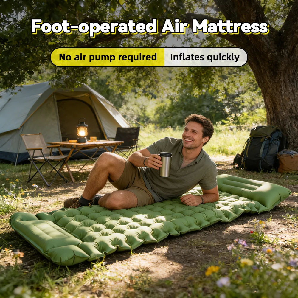 

Self-inflating Camping air Cushion Foot Pump TPU Soft Lightweight Sleep Pad Folding Sleep Pad Hiking and Outdoor Camping air Bed