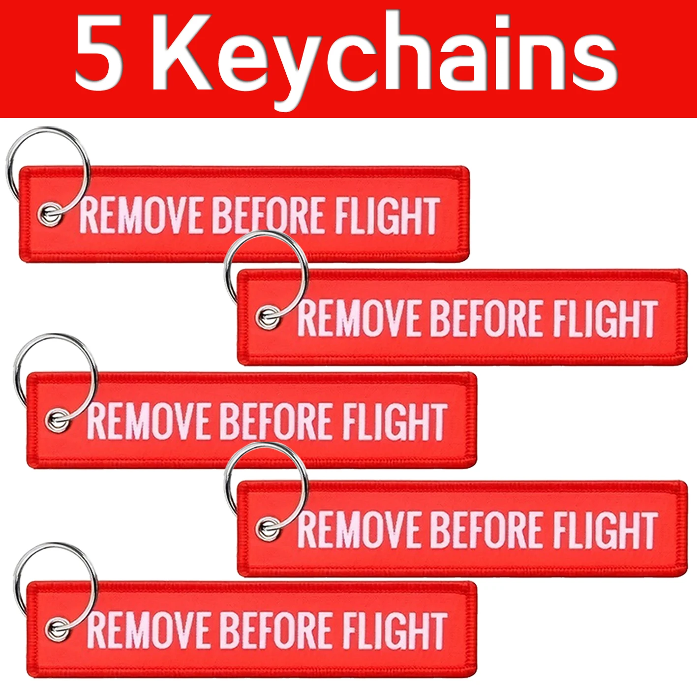 5Piece Remove Before Flight Aviation Embroidery Keychain Pendant Flight Memorial Collection