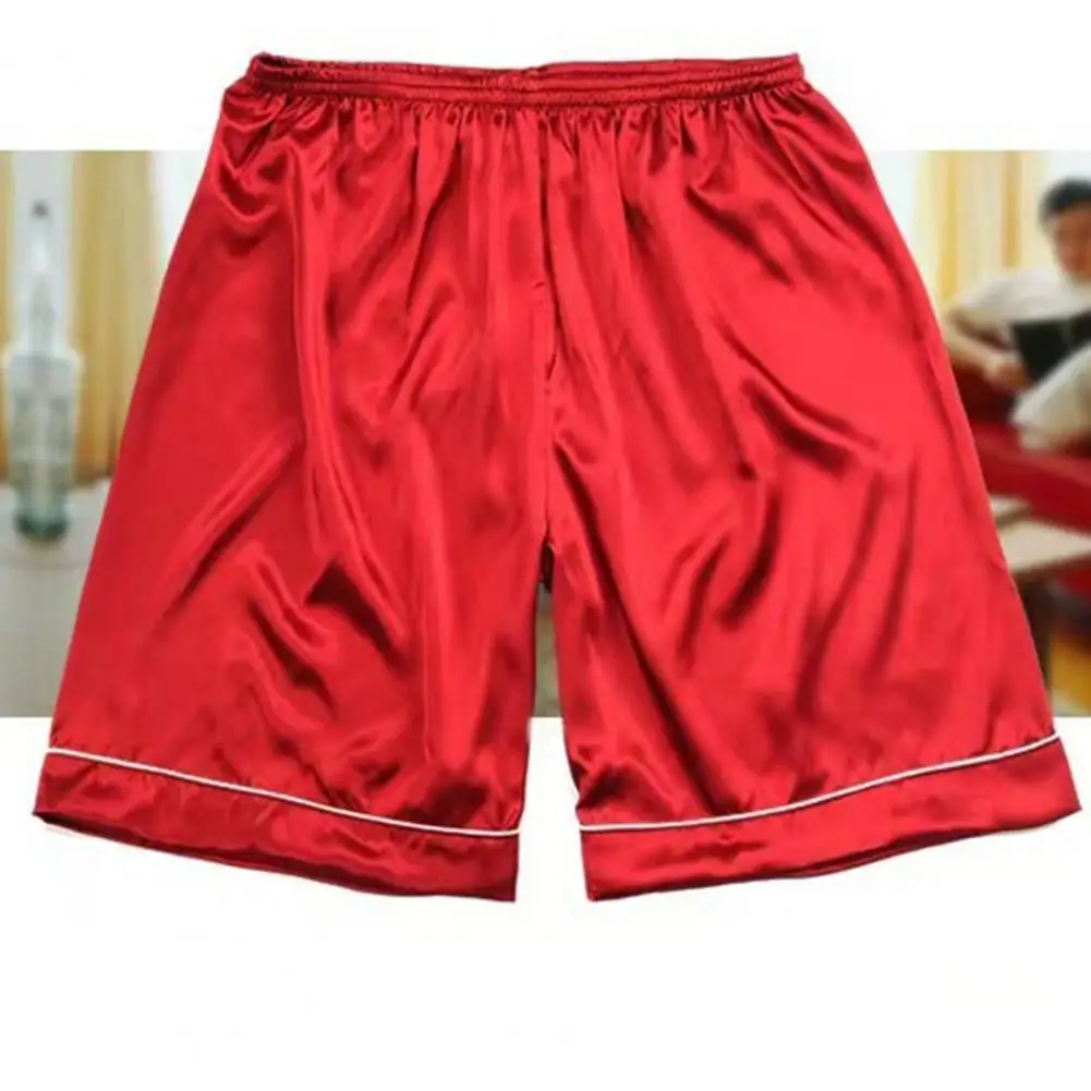 Shorts de seda gelada para homens, loungewear confortável e legal com elástico para relaxamento, verão