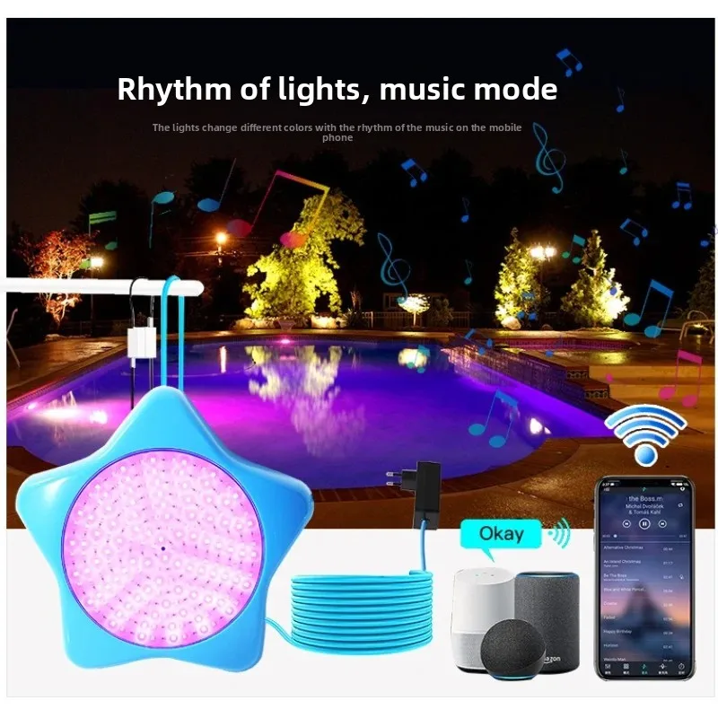 

Новый светодиодный подводный светильник для бассейна с магнитным креплением, управление через Bluetooth-приложение, холодный свет, умный подводный светильник