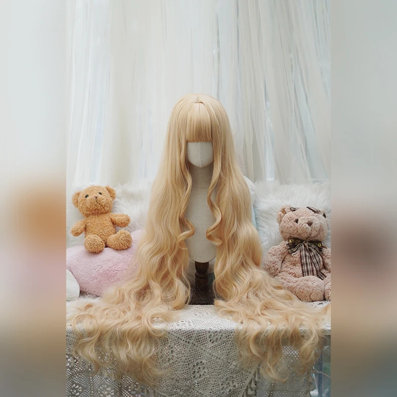 

48Inch Ultra-Long Rose Net Anime Cosplay golden Wig，Heat-Resistant Synthetic Fiber, Perfect for Conventions, Halloween, Photo S