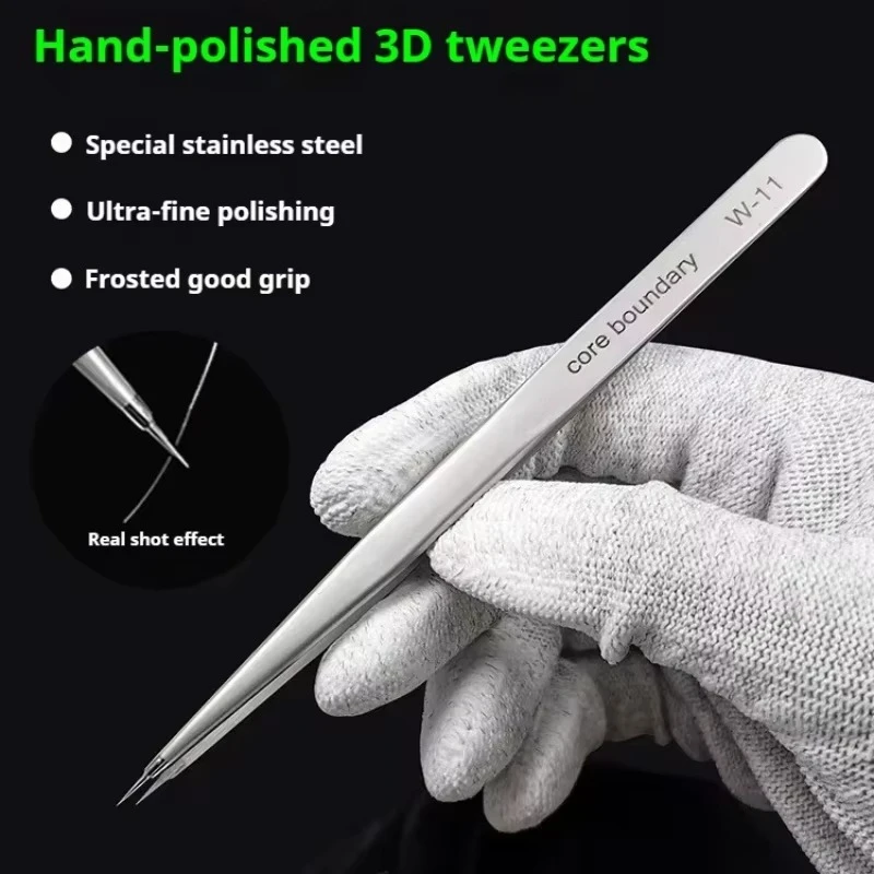 

WXY W-11 High-Precision Stainless Steel Tweezers - Ultra-Fine Tip, Extended Length for Phone Repair & Chip Soldering
