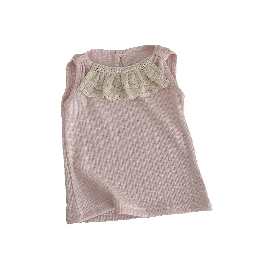 2026 Summer Baby Girls T-Shirts Lace Vest 9M-3T Baby Kids Clothes Cute Sweet Toddler Girl's Sleeveless Bottoming Tees Tops