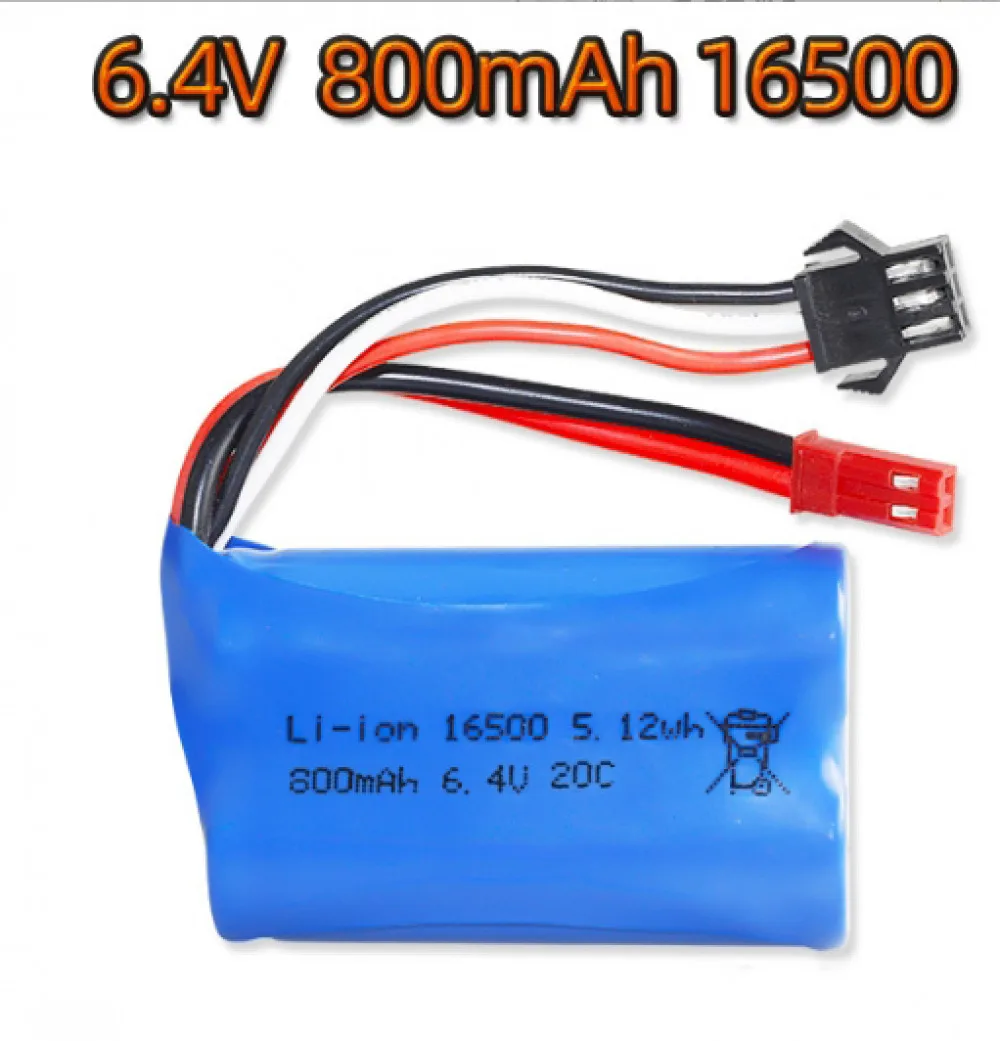 6.4V 800mAh 15C JST-2P SM-3P Plug Battery For RC High Speed Toys Car New