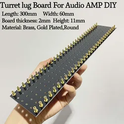 1PC 60 Posts Tag Strip Turret Lug Board Black Yellow Green Round Gold Plated For Hifi Vintage Audio Guitar AMP DIY 300*60*2mm