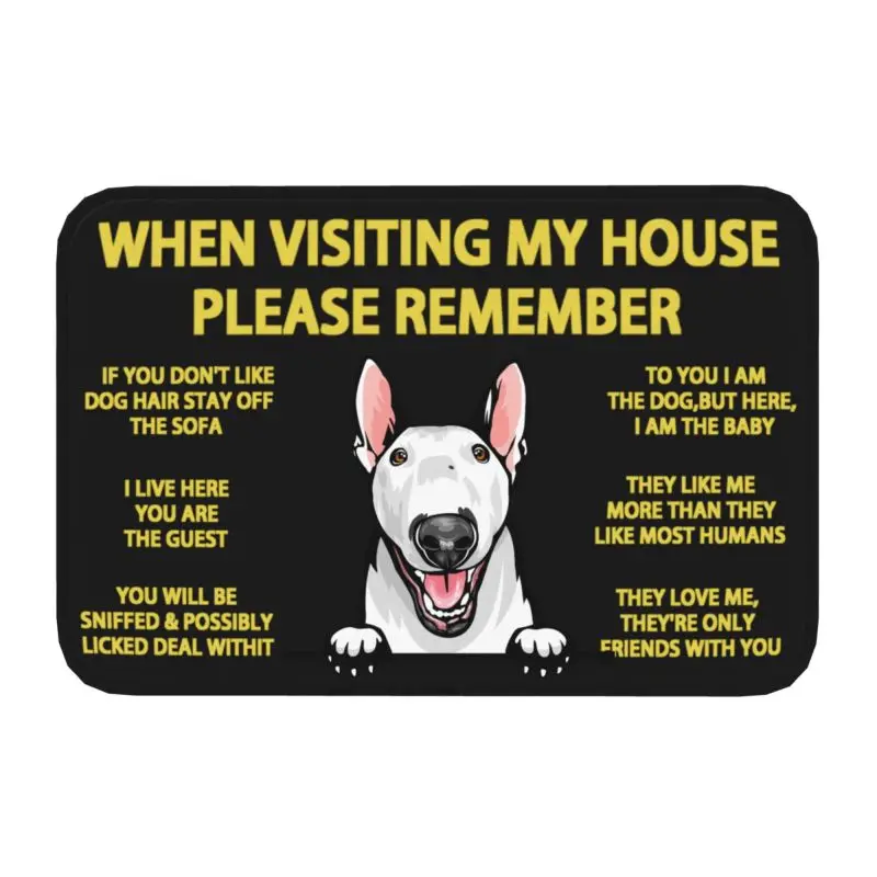 Bull Terrier Dog Front Door Floor Entrance Mat Outdoor Pet Animal Bathroom Kitchen Doormat Bedroom Carpet Rug