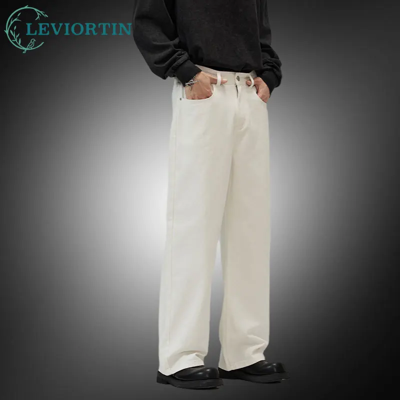 

Мужские базовые джинсы прямого кроя, брюки High Street, продаваемые цветные хлопковые свободные повседневные мужские тактические брюки свободного покроя