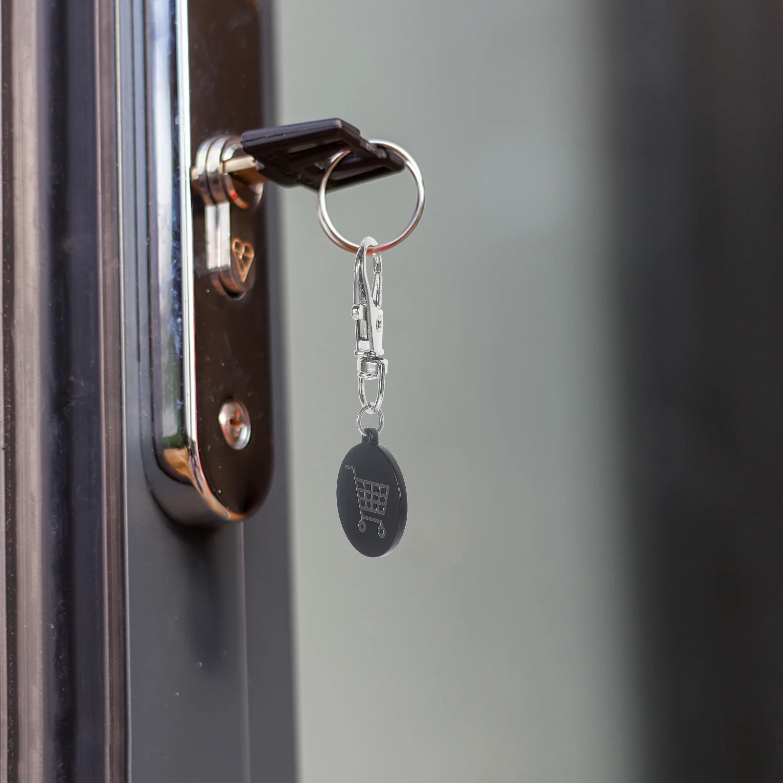3 Pcs Shopping Cart Keychain Ring Trolley Pendant European and American Token Coin Keyring Stainless Steel Decoration