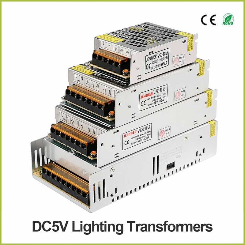 DC 5V 12V 24V 36V LED Strip Module Power Supply TO AC 110V-220V 1A 2A 3A 4A 5A 6A 8A 10A 15A 20A 30A 40A 50A 60A Transformer