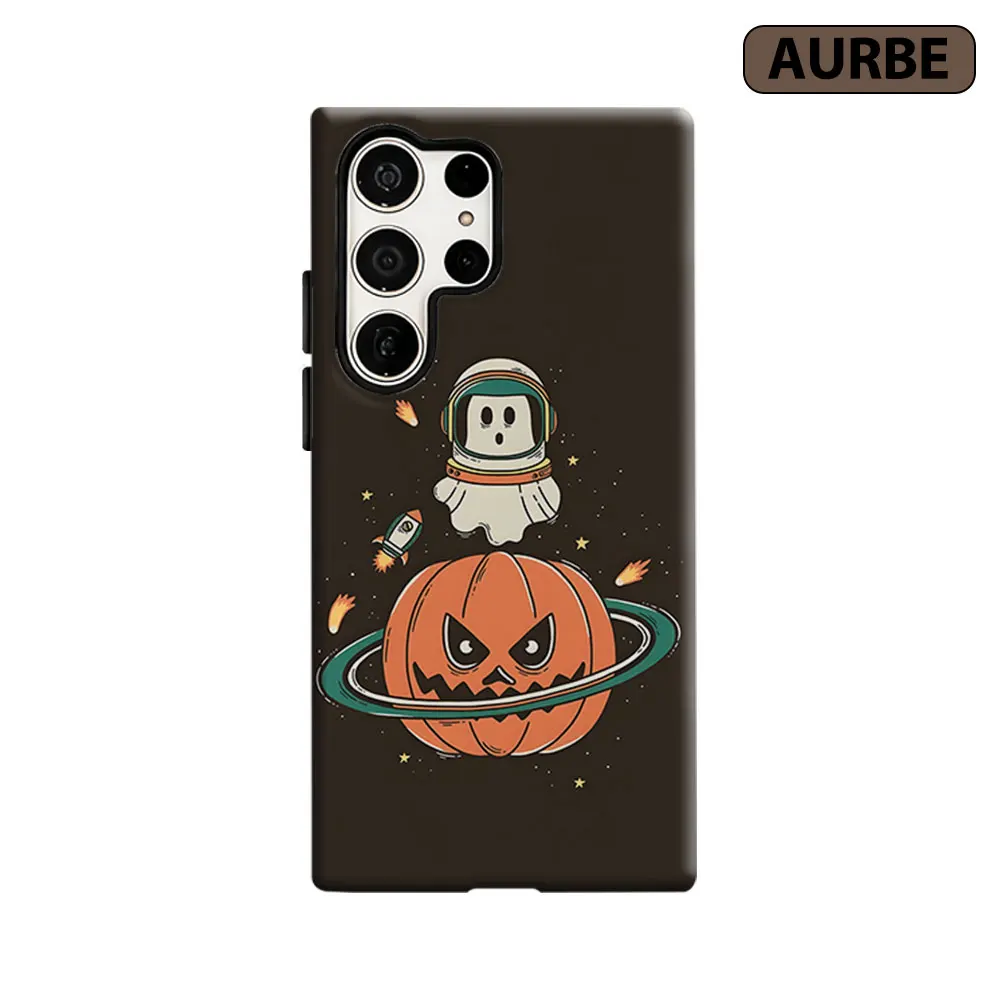 Space Pumpkin Ghost Phone Case For Samsung Galaxy S26 S25 S24 S23 Ultra Plus HD Hard Double Layer Film Cover