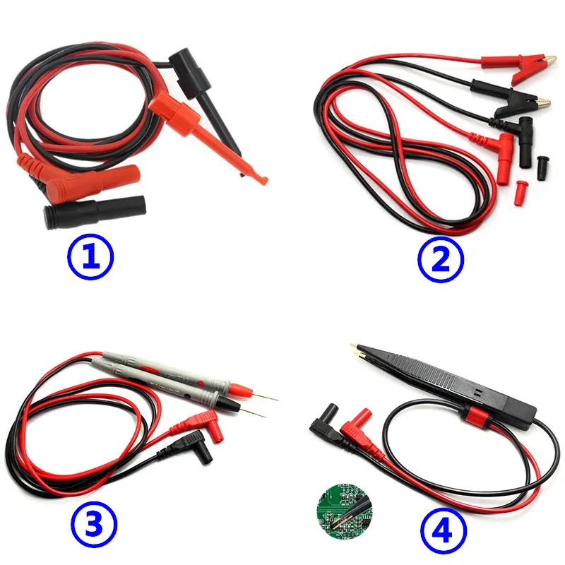 JX multimeter cable set Banana plug to dual Hook Clip Alligator Clip test head probe cable Multimeter SMD pen clip