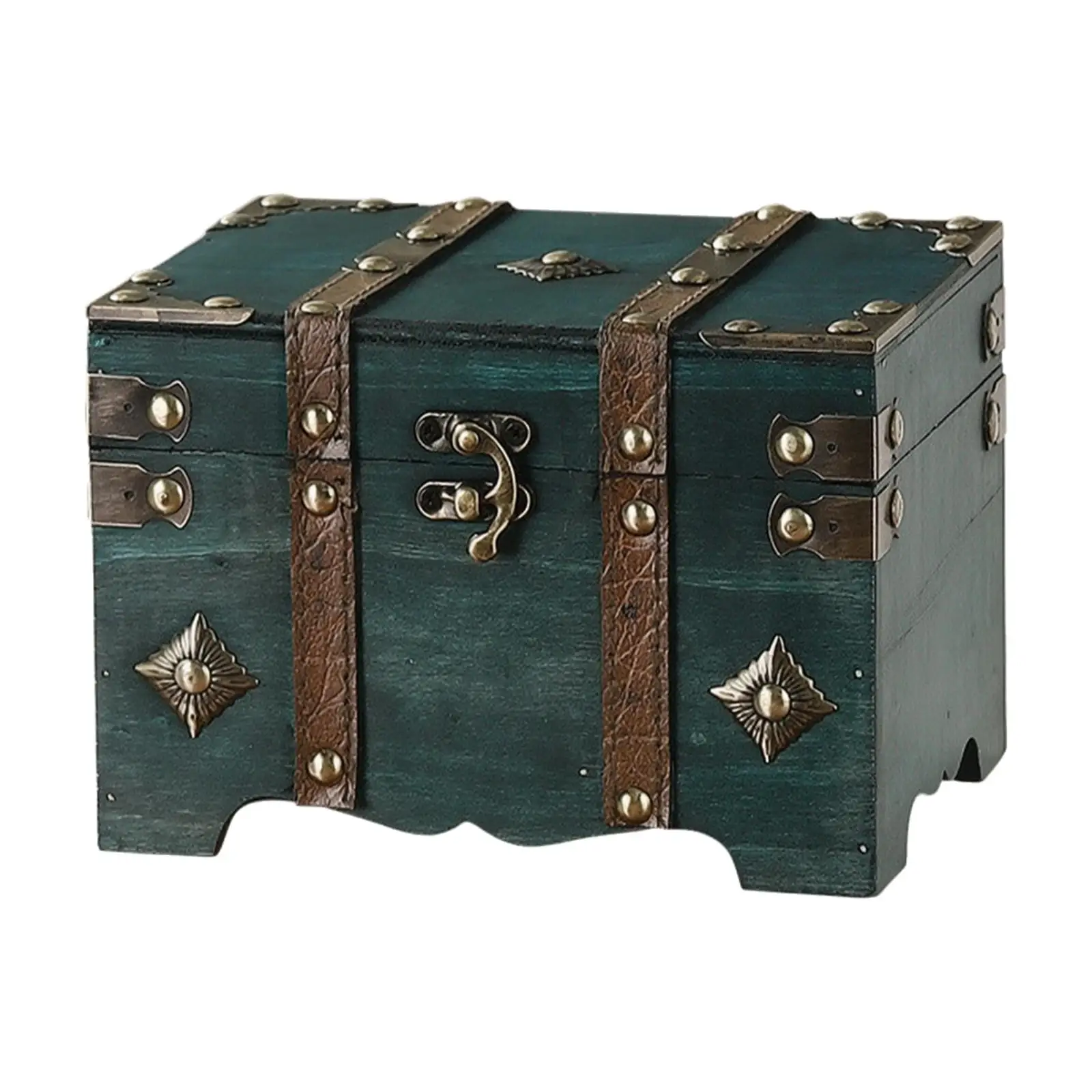 Small Wooden Storage Chest Vintage Jewelry Organizer with Hinged Lid Metal Accents for Necklaces Rings Collectibles Home