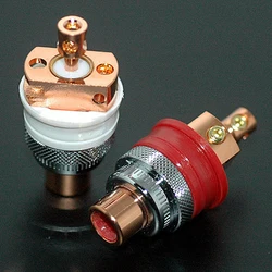 4pcs gaofei GF-RED01  Brass RCA Female Socket Phono Chassis Female HIFi audio  AMP