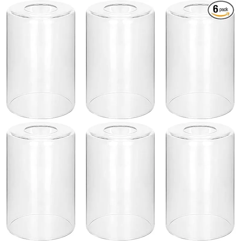 

6pcs Clear Glass Shades Replacement,5.5in H,4in Dia.,1.65in Fitter,Cylinder Lampshade Replacement for Pendant Light Floor lamps