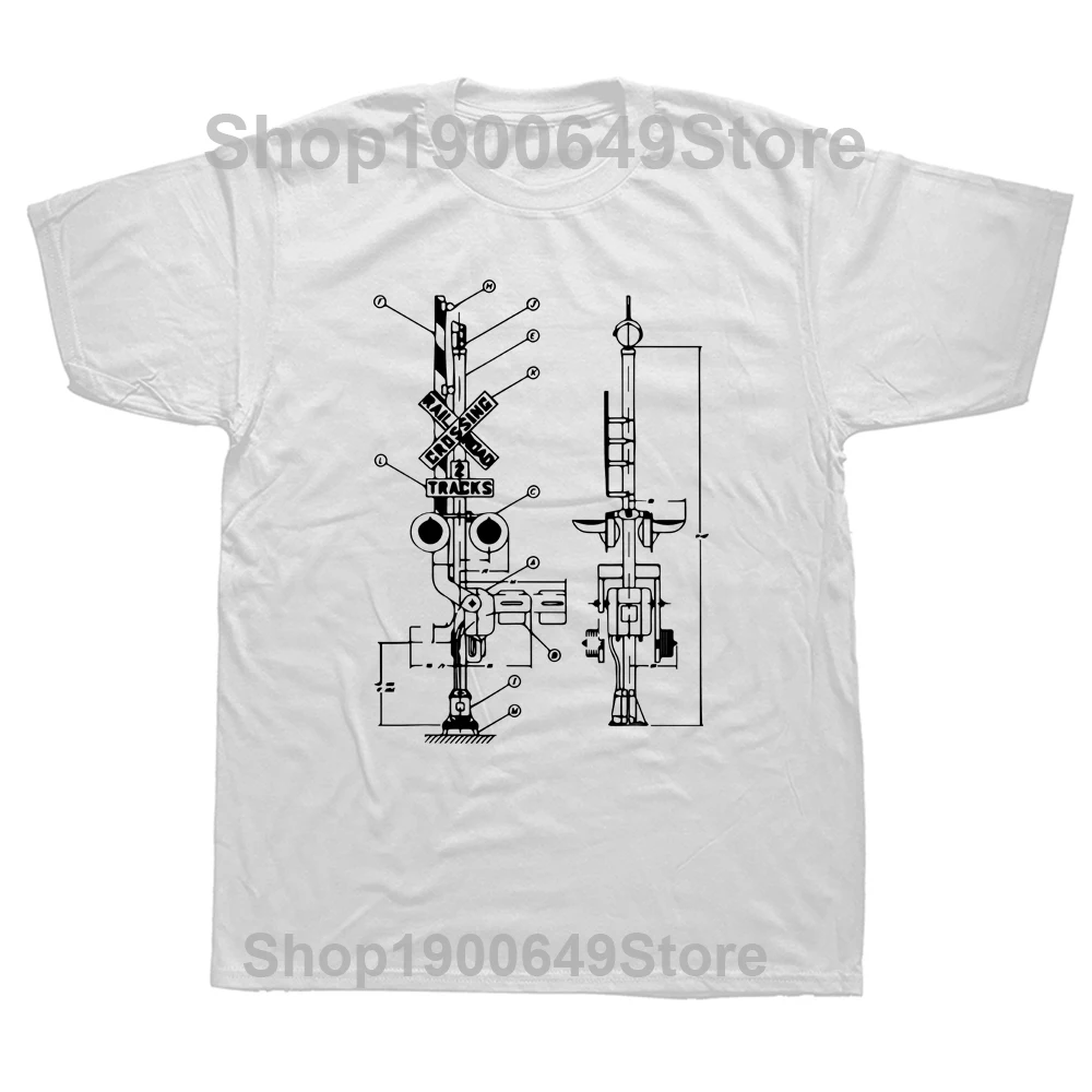 Funny Vintage Railway Model Crossing Patent Drawing Model Train T Shirts Graphic Streetwear Short Sleeve Birthday Gifts T-shirt