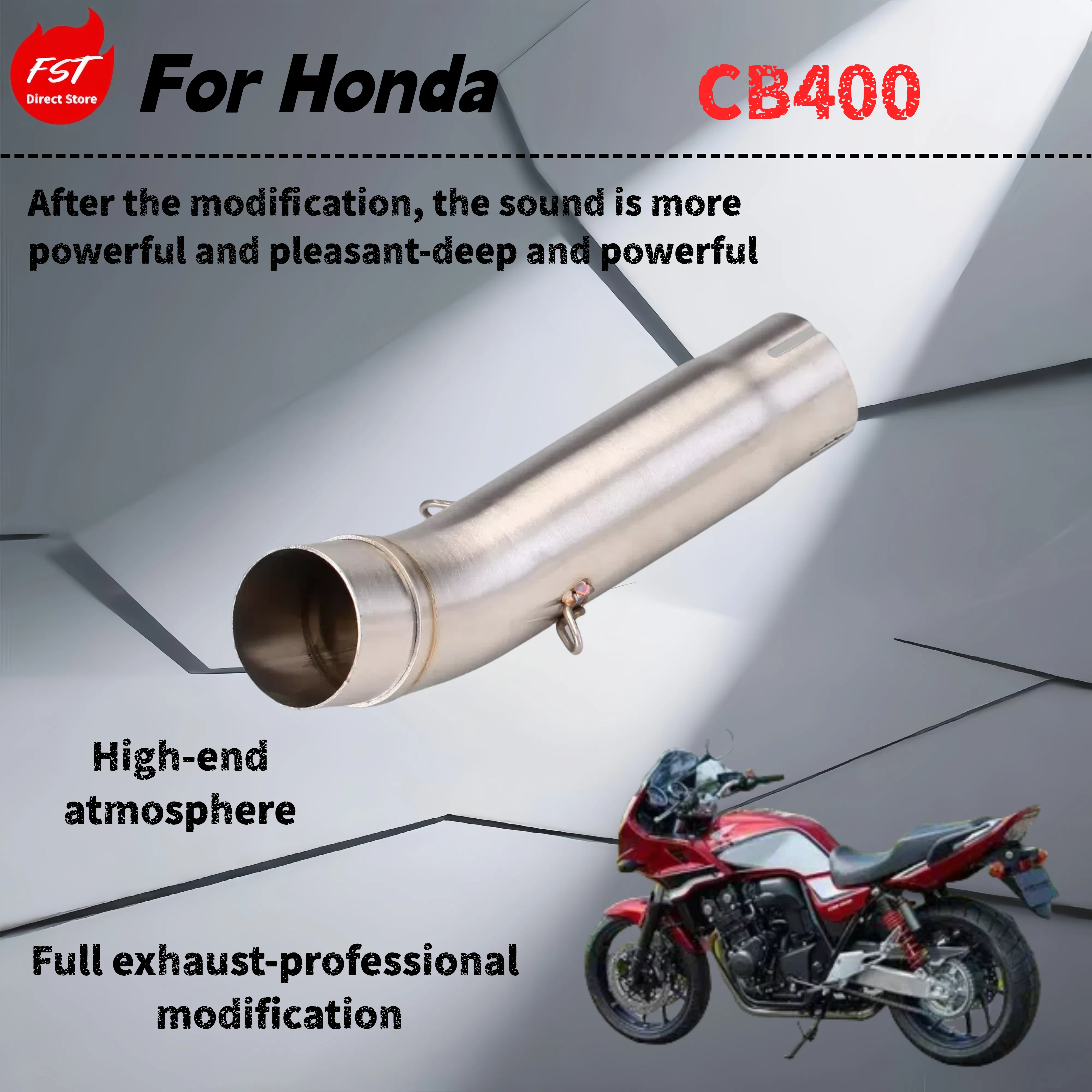 

For Honda CB400-Modified mid-section exhaust pipe-the sound is deep, rich and powerful