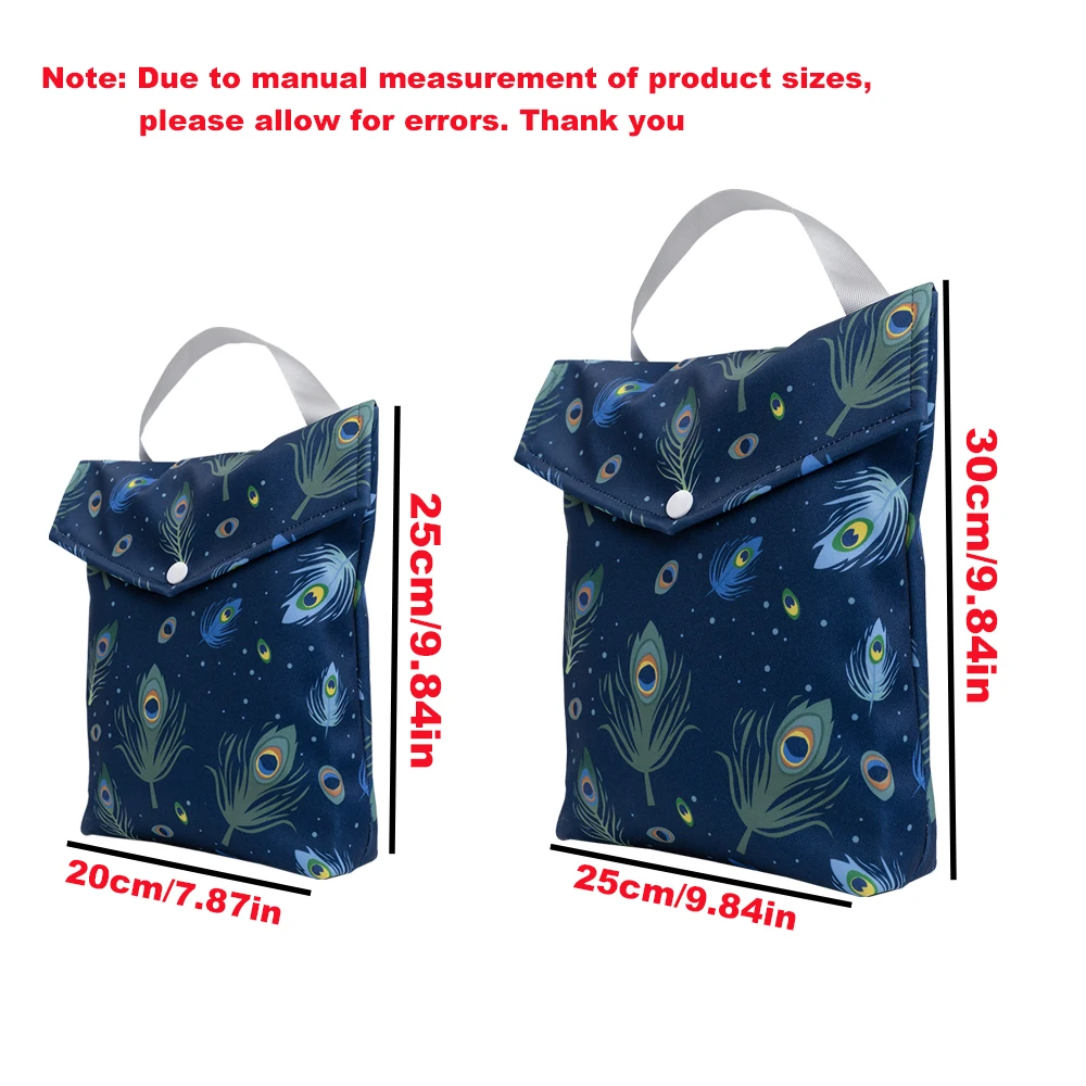 2pcs Different Size Waterproof Wet Diaper Bag Mummy Storage Pouch Nappy Organizer Insert Tote Purse Travel Stroller Carry Bag