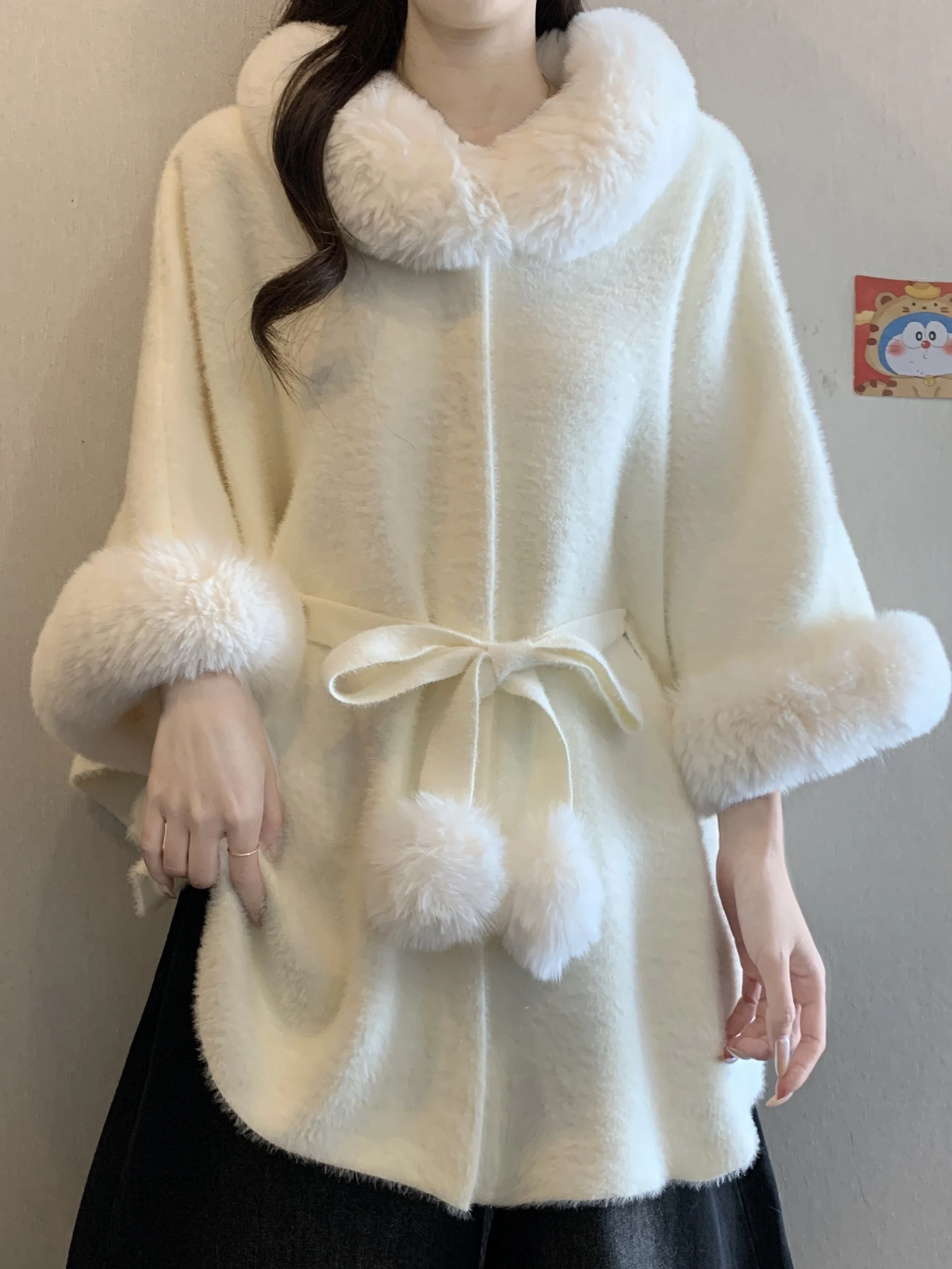 

Ele Long Sve Women's Jaet Autumn Winter New Sle plus Size Beautiful Waist Cinched Hooded Coat Ladylike Faion