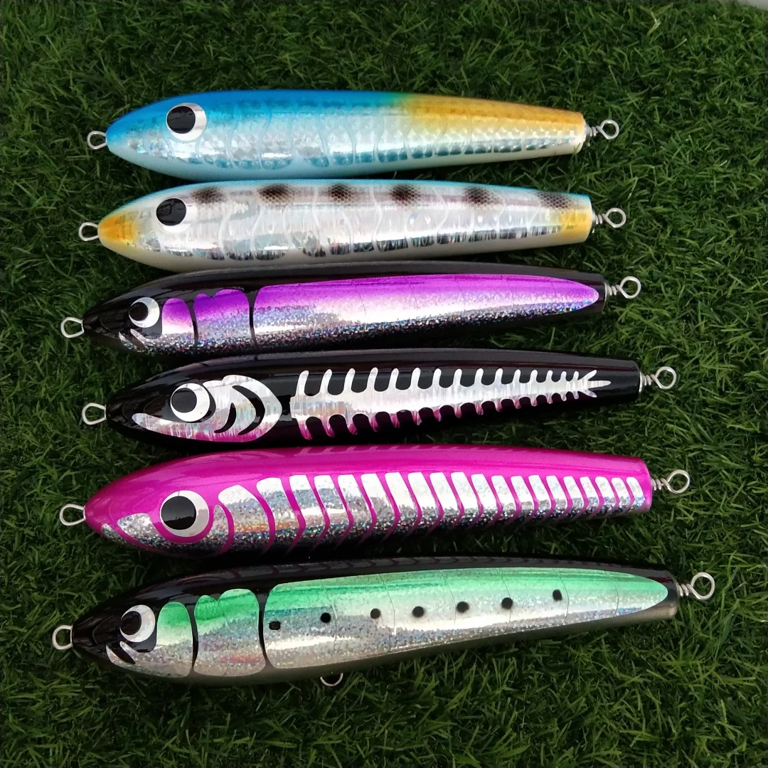 

Swolfy 1 шт., деревянная приманка для морской рыбалки, глубоководный карандаш, приманка для верхней рыбалки, деревянная приманка Popper GT, поверхностная приманка для троллинга и тунца