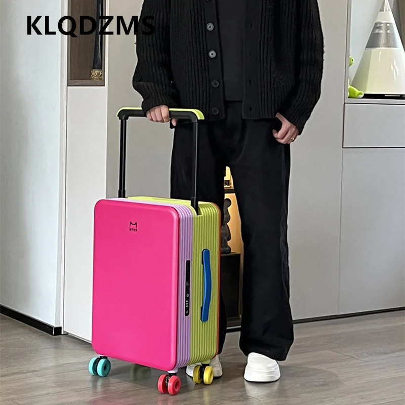 

KLQDZMS Luggage 20 Inches ABS+PC Boarding Case Women's 24" Large Capacity Cart Case Cart Style Travel Bag Rolling Suitcase