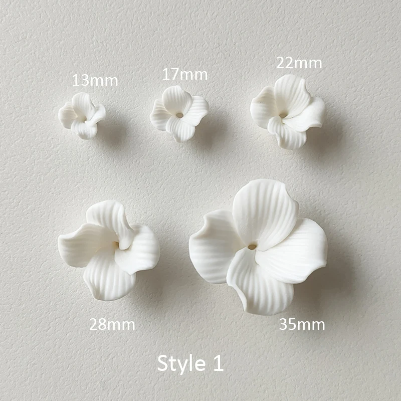 50pcs White Color Flat Bottom Porcelain Ceramic Flowers Material Handmade Jewelry DIY Earrings For Wedding Making Accessories