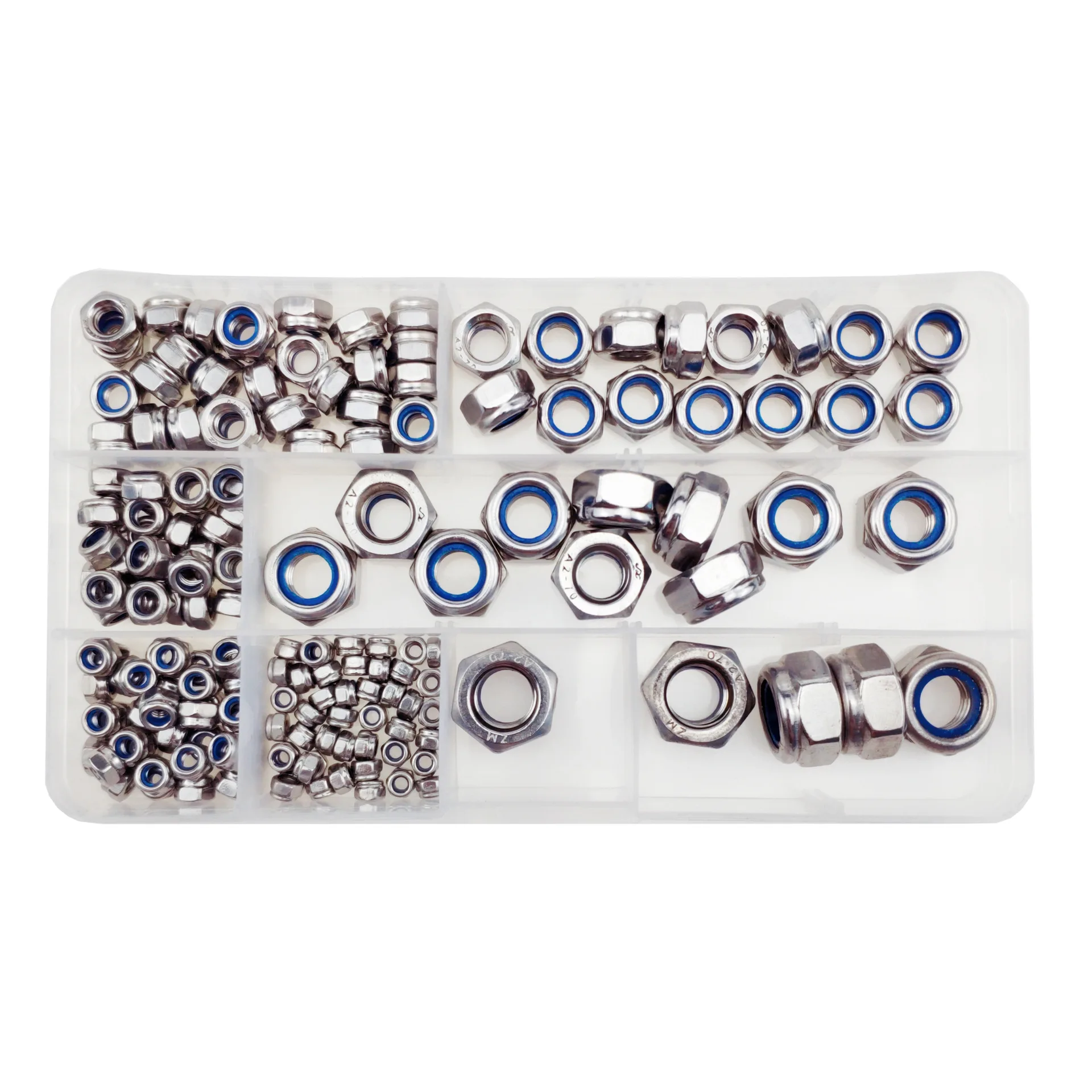 Picture 7: 170PCS Metric Lock Nuts Assortment Kit Nylon Insert Locknuts Set Stainless Steel Self-Locking Nuts for Industrial Construction