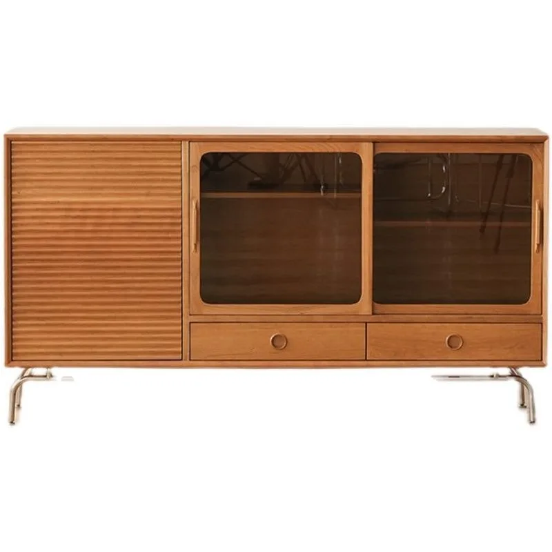 Nordic solid wood dining side cabinet, Japanese-style cabinet, simple wine cabinet against the wall
