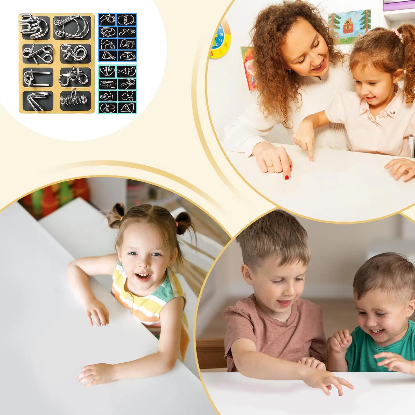 금속 두뇌 티저 퍼즐 금속 마인드 퍼즐 어려운 게임 지능 장난감 가족 소녀 소년 청소년을위한 파티 호의