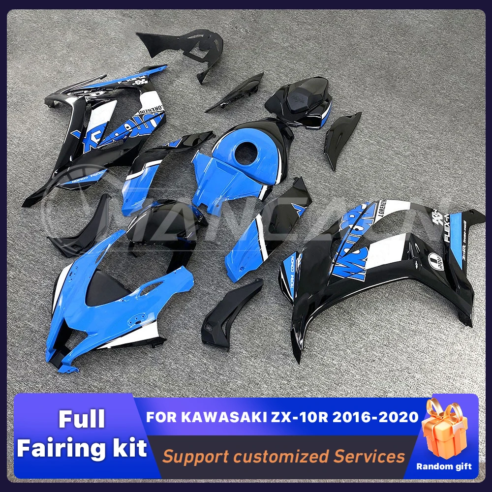 

Подходит для KAWASAKI ZX-10R ZX10R 2016-2020, полный комплект обтекателей из АБС-пластика, набор обтекателей для мотоцикла, окрашенный кузов, черный, на заказ