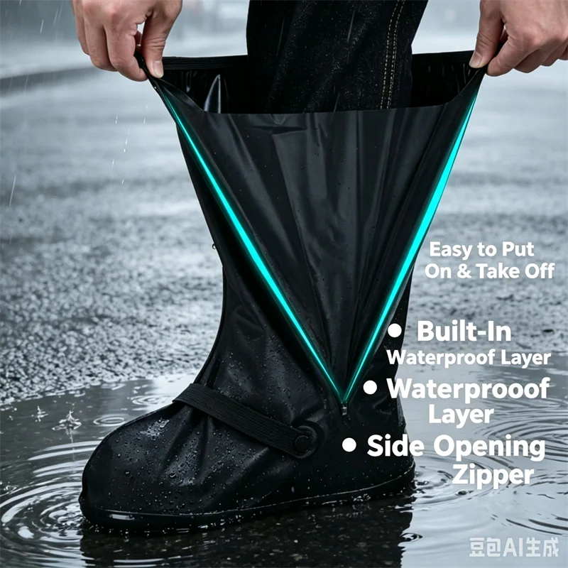 S-XXL High Tube Waterproof Anti-Slip Rain Boot Shoes Cover Cycling Hiking Reusable Rain Snow Overshoes Shoes Pant Protectors