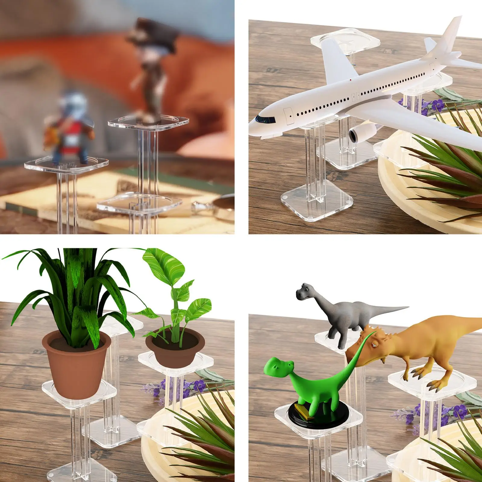 3x Acrylic Combat Risers Display Stands Organizer Desk Showcase Flights Rack for Workshop Figures Toy Cabinets Board Game Office