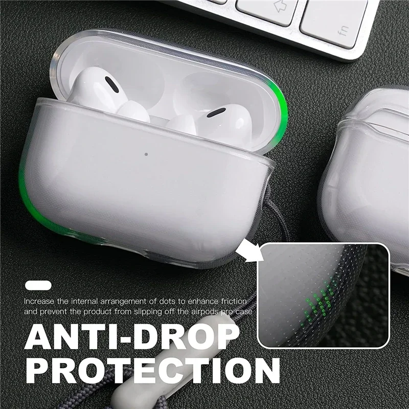 غطاء سماعة أذن من البولي يلومن الليّن مع حزام حبل ، حافظة شفافة لهواتف Apple Airpods Pro 2 الجيل الثاني سماعات Air Pods 4 3 2 3rd