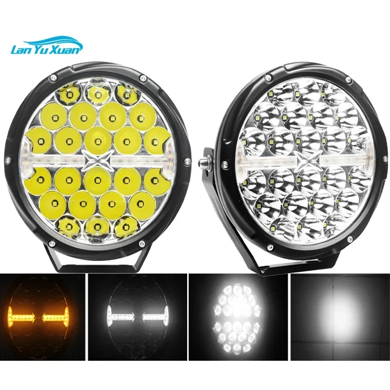 ECE R65 R10 R7 R112 100W 19020lm 7 inch Off Road Light Led Auxiliary Headlight With Amber White Warning Position Light