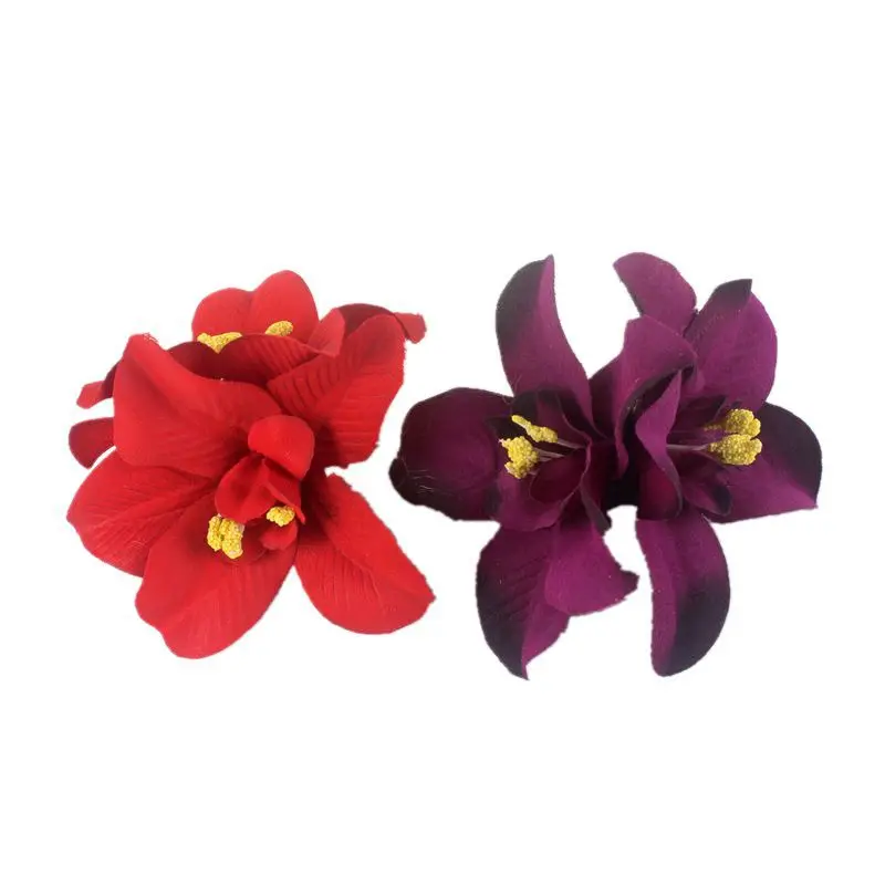 Simulated Orchid Flowers Hair Clip For Women Girls Bohemian Flower Side Bang Clip Hairpins Barrette For Wedding Hair Accessories