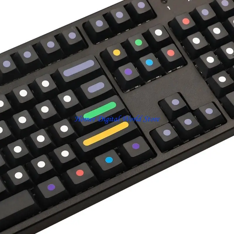 

H55F Mechanical Keyboard Keycap Black Dots Cherry Profile 129Keys Dye Sub KeyCap for Cherry MX 61 104 108